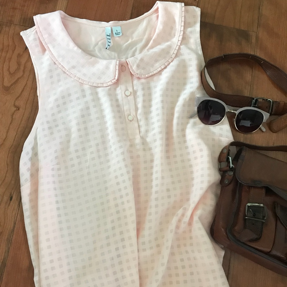 Soft pink Peter Pan collar top